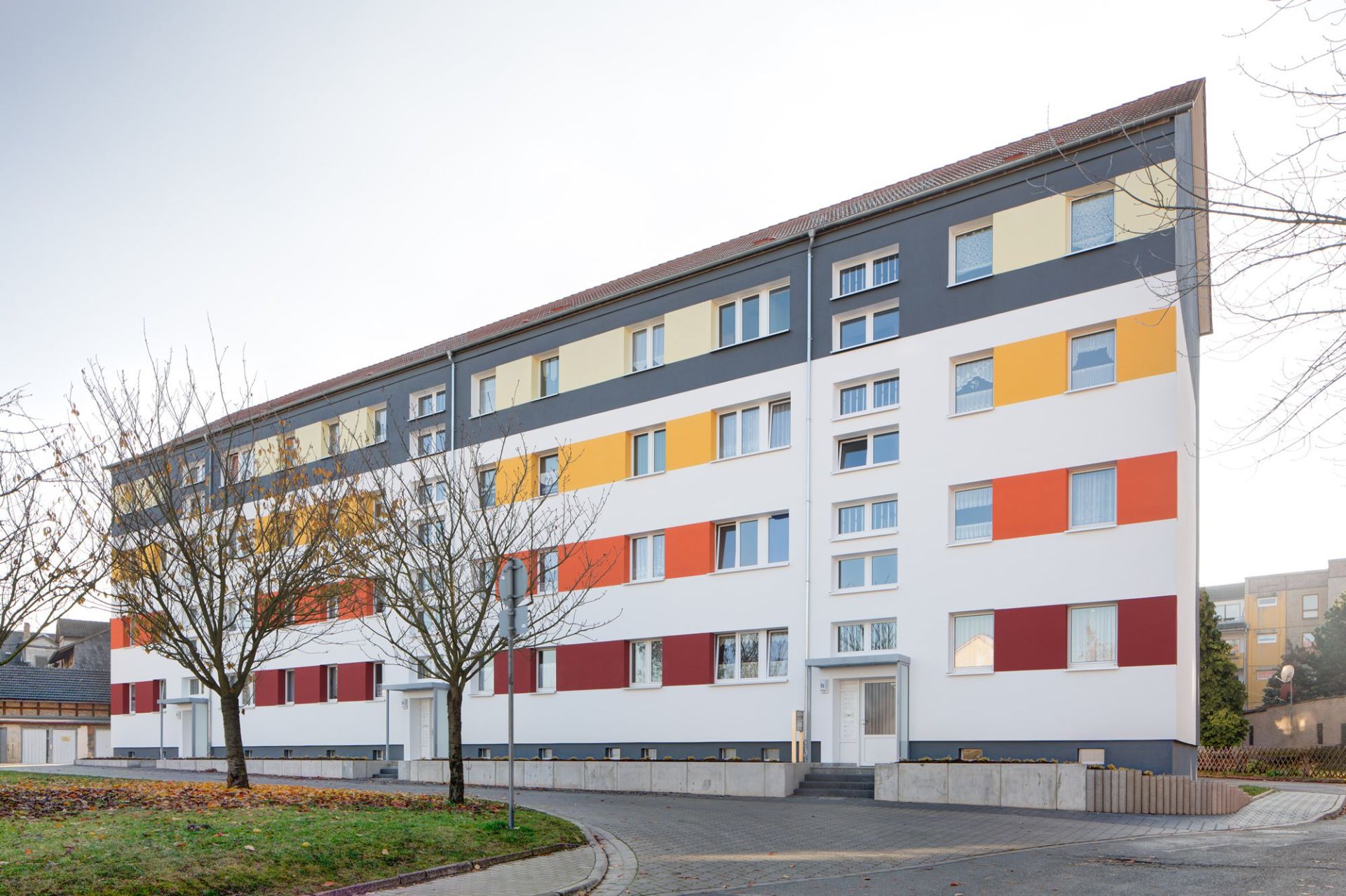 Farbkonzept Mehrfamilienhaus Block Plattenbau 08 MP WBS 70 Bleicherode WBG Südharz Nordhausen, Architekt Michael Flagmeyer