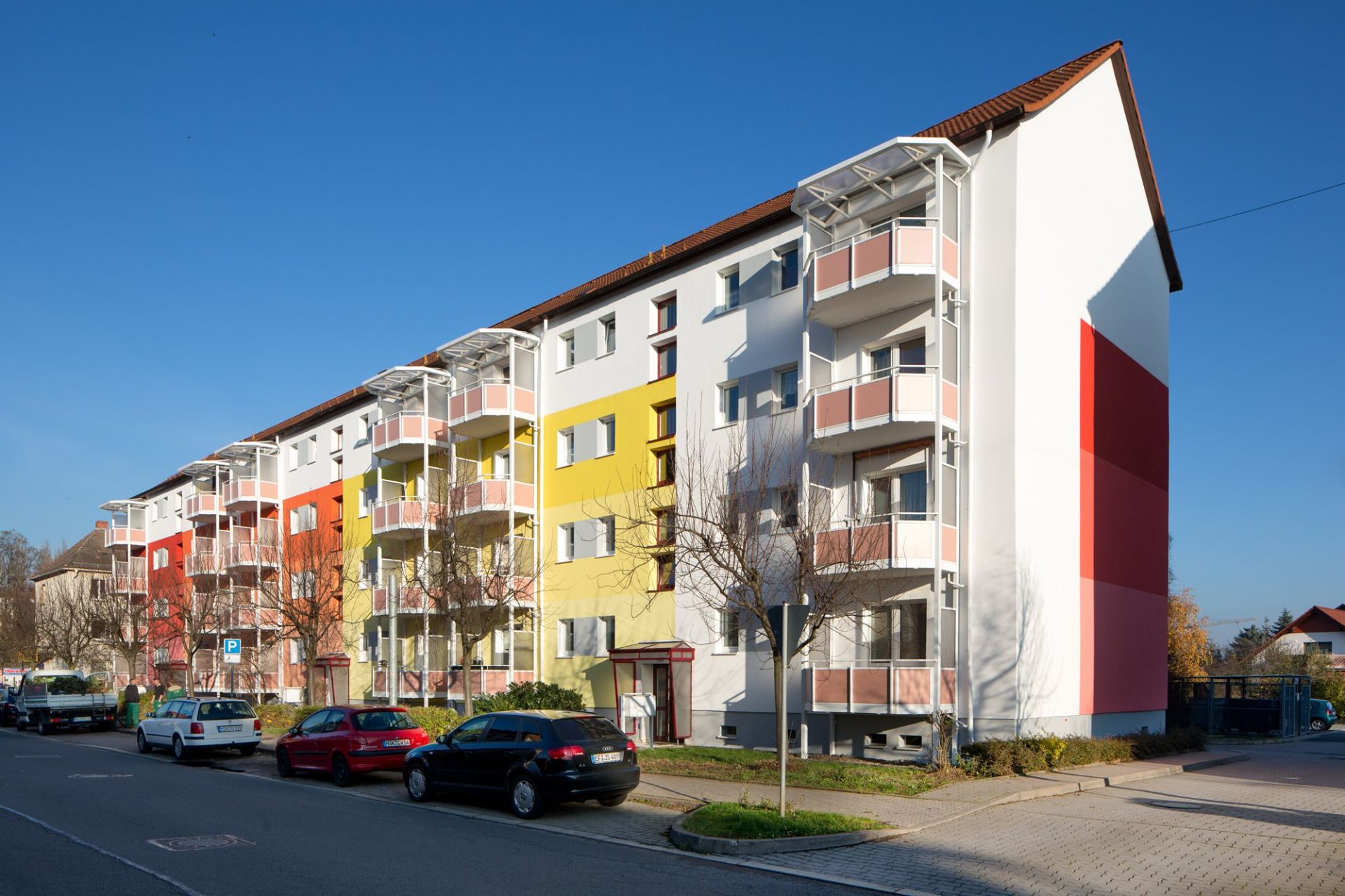 Farbkonzept Mehrfamilienhaus Block Plattenbau 08 MP WBS 70 WBG Südharz Nordhausen, Architekt Michael Flagmeyer