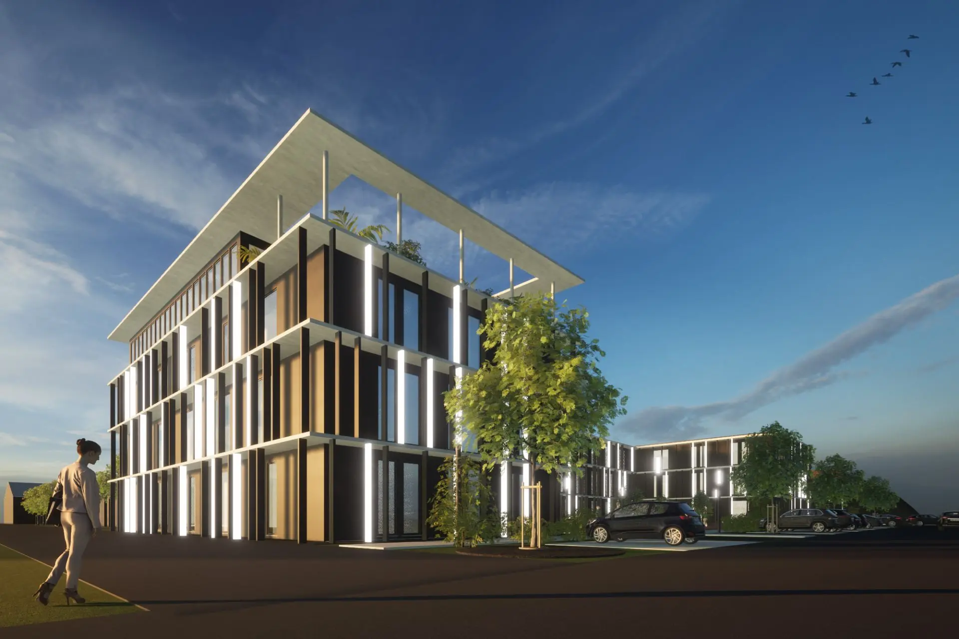 Neubau Produktionsstätte mit Bürogebäude, Verwaltungsgebäude auf 9000 m2, Architekt Michael Flagmeyer